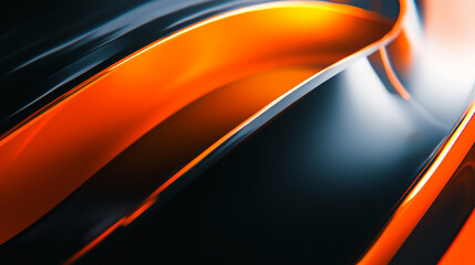 Naklejka premium Vibrant orange and black abstract curves create a striking visual effect in a modern composition