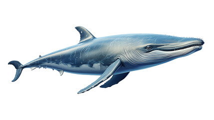 Fototapeta premium A pod of blue whales swimming together in a serene ocean setting, symbolizing marine unity, studio view, isolated on transparent background.