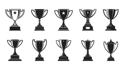 Trophy silhouette set. Big pack of award icons. vector illustrations.