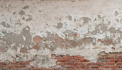 Ancient Peeling Wall Texture with Exposed Red Bricks