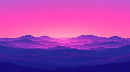 Fototapeta premium Purple and Pink Mountain Range Sunset Landscape