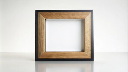 Elegant square picture frame with a light wood and dark border, perfect for displaying cherished memories or artwork.
