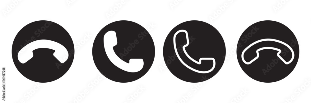 Poster vector phone call icon set. answer and decline call phone button