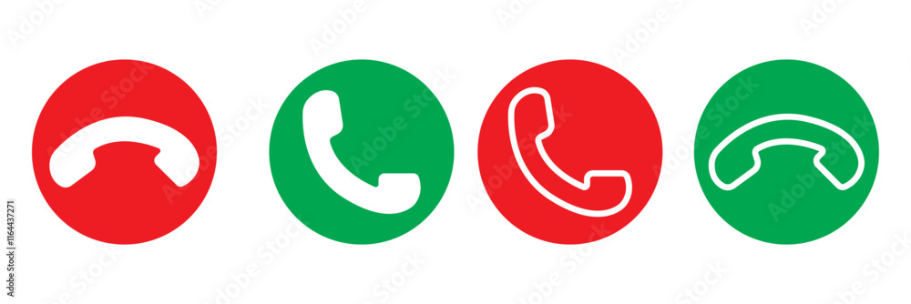 Poster vector phone call icon set. answer and decline call phone button