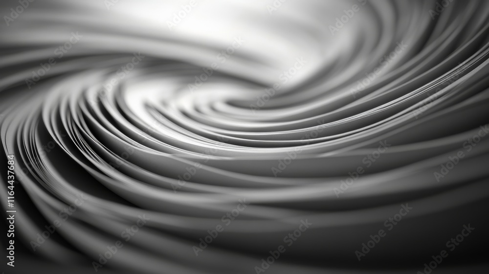 Poster an abstract swirl of smooth, flowing lines in black and white, creating a sense of depth and motion.