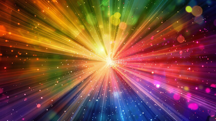Fototapeta premium A colorful explosion of light with a rainbow in the center