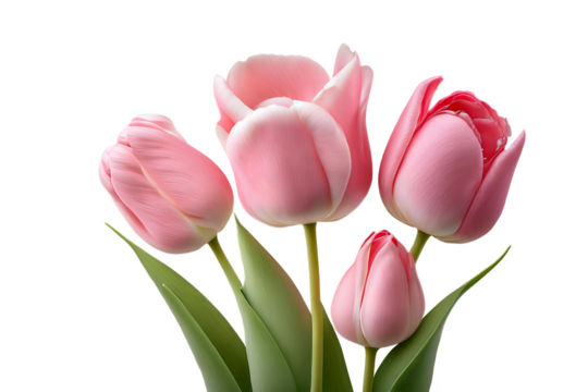 Zarte rosa Tulpen mit halb geschlossenen Blüten, PNG, Transparent 1