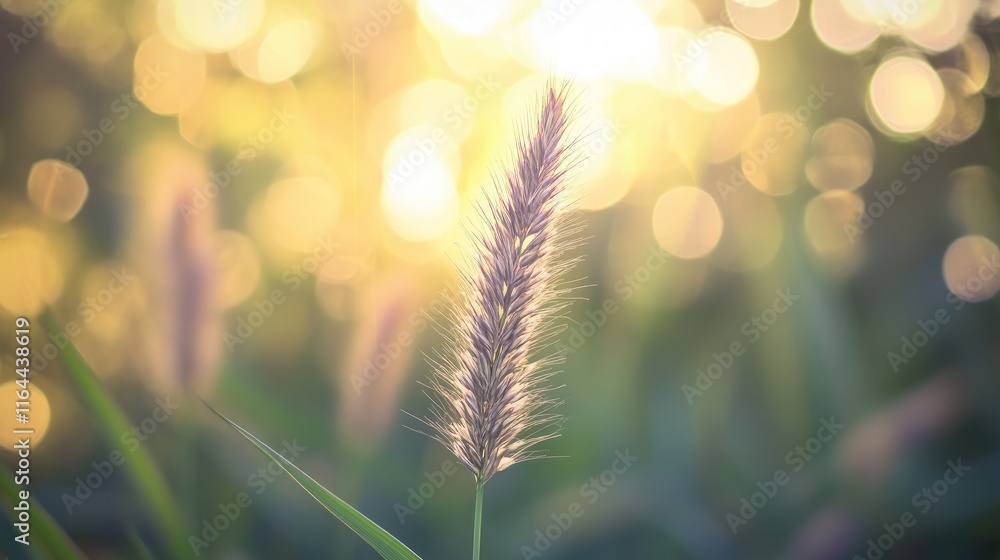 Poster bokeh effect with blurred background featuring a delicate flower in soft sunlight creating a dreamy 