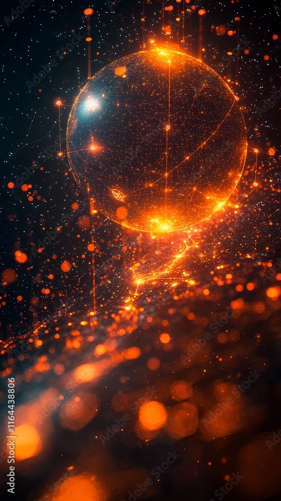 Poster unified global quantum network interwoven digital globe representing futuristic technological conver