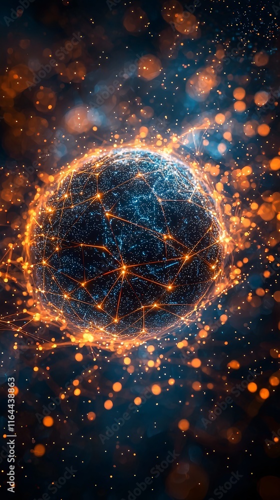 Poster unified global quantum network interwoven digital globe with quantum data strands