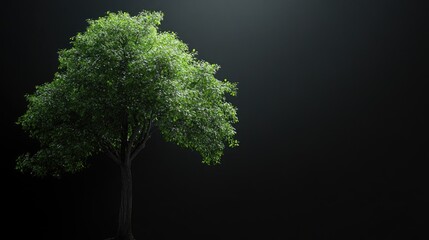 Lone Tree Silhouette Against Black Background Symbolizing Nature Serenity and Minimalism in Contemporary Design