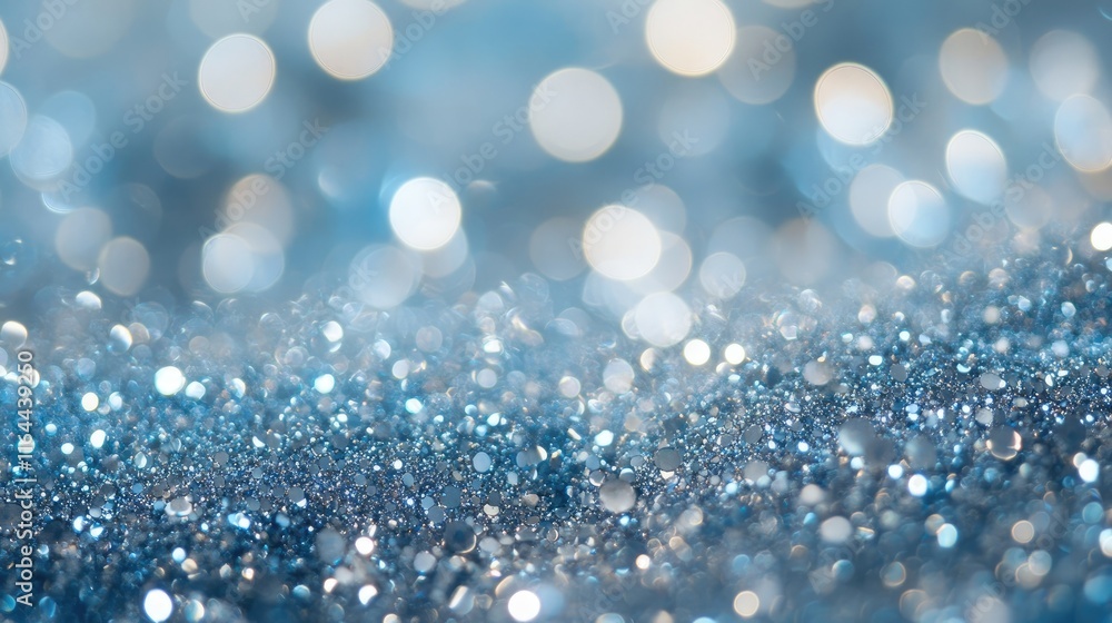 Poster sparkling blue bokeh background with shimmering glitter creating a dreamy and soft textured effect i