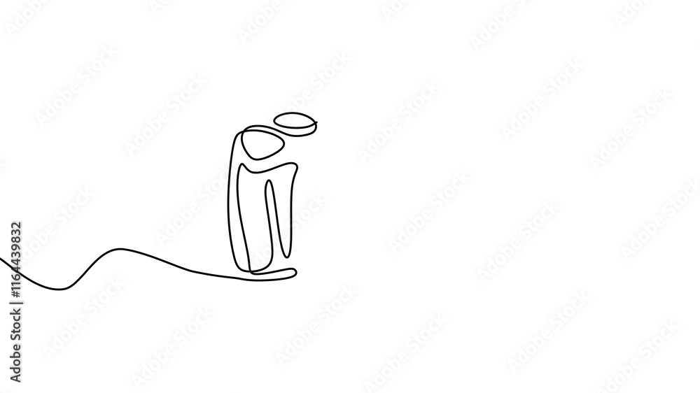 Poster one line camera animation design. dslr mirror less camera digital with single continuous line drawin