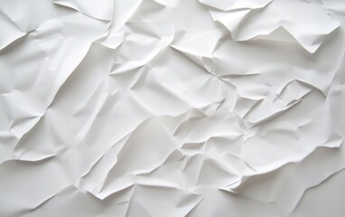 Obraz premium Crumpled white paper background perfect for creative projects, presentations, and artistic designs.