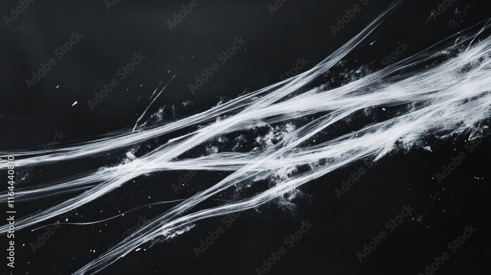 Poster abstract chalk lines on a black background creating artistic textures and patterns for creative desi