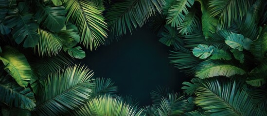 Tropical palm leaves frame mockup perfect for showcasing artwork in graphic design projects and presentations.