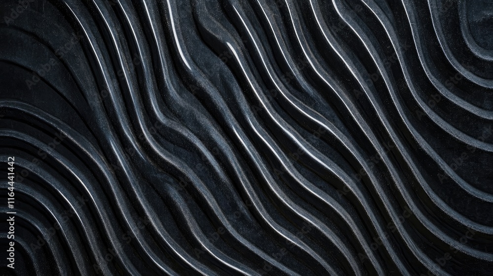 Poster elegant black background featuring textured wavy diagonal lines creating a modern and sophisticated 