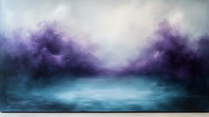 Abstract Purple and Teal Landscape Painting