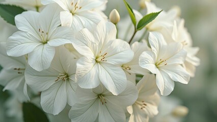 Obraz premium Breathtaking Close-Up of Pure White Flowers, Lush, Textured Minimalist Floral Arrangement in Soft Pastel Spring Setting