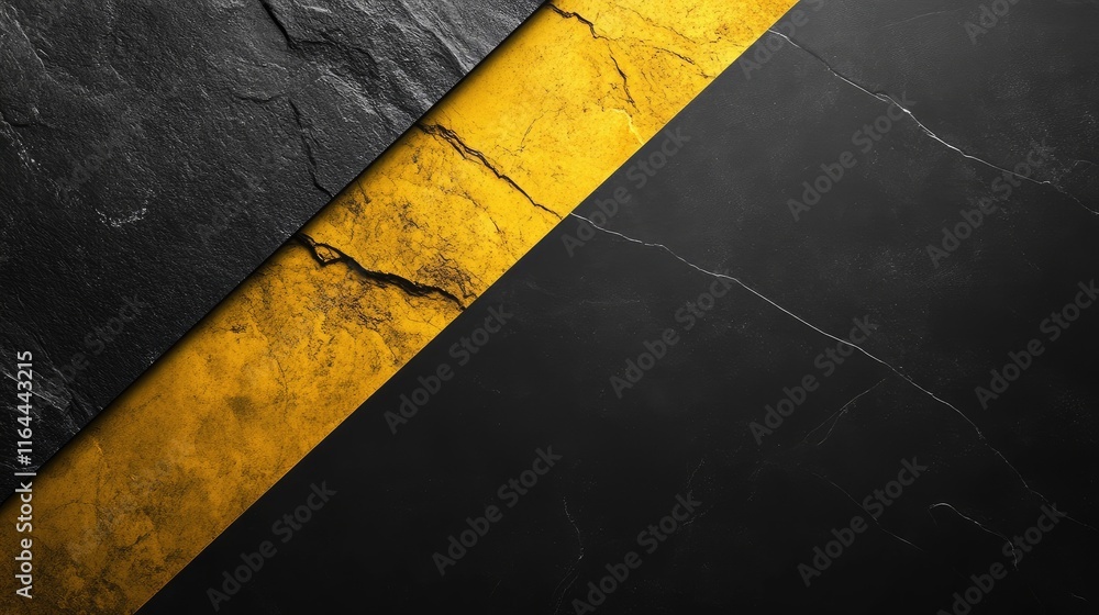 Poster gradient black and yellow stone texture background with cracks ideal for modern design projects or b