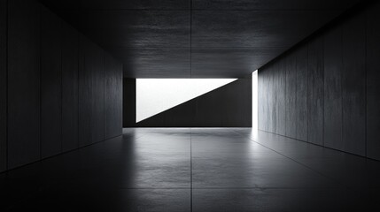 Abstract Architectural Interior with Dramatic Lighting and Negative Space in Low Angle Perspective