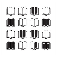 Book icons set, logo isolated on white background, vector illustration. Book icons stack of books line art vector illustration
