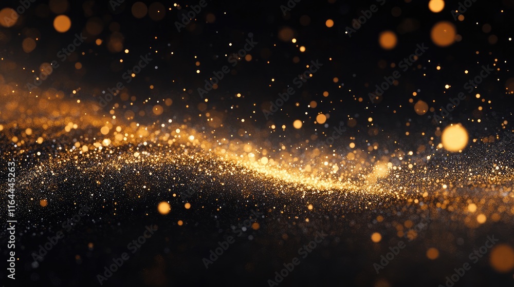 Poster golden bokeh abstract background with shimmering lights creating a sense of depth and elegance in da