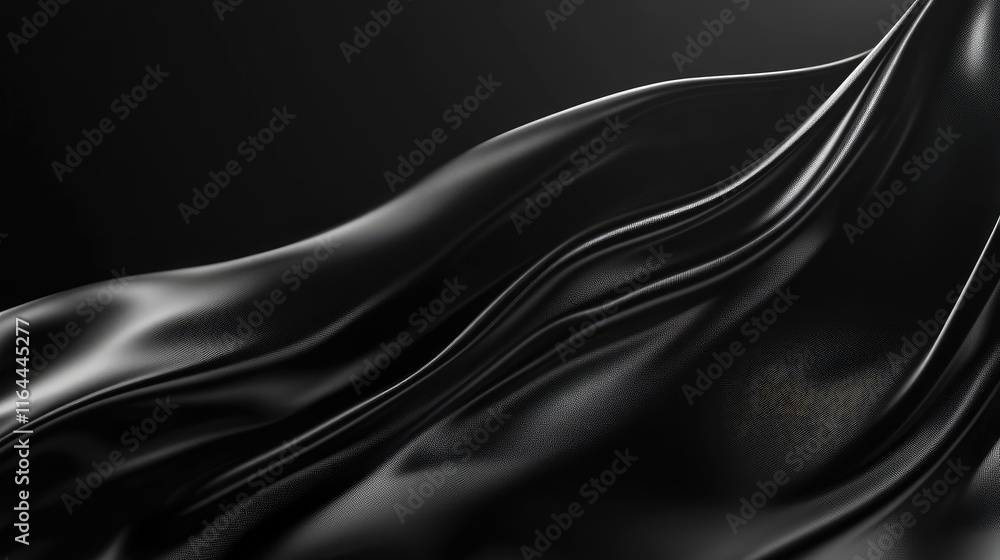 Aufkleber elegant black fabric waves with minimalist texture and soft lighting ideal for backgrounds and desig