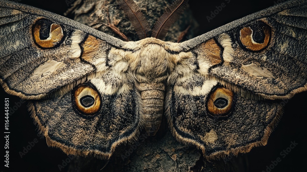 Aufkleber moth displaying intricate camouflage patterns blending seamlessly with its natural environment