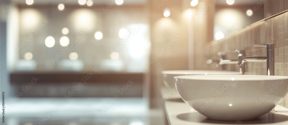 Poster elegant minimalist restroom with modern fixtures creating a soothing atmosphere in a chic blurred ba