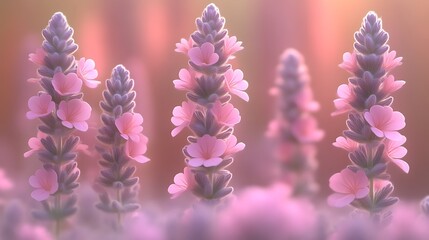 Obraz na płótnie Canvas Pink Lavender Flowers In Soft Sunlight