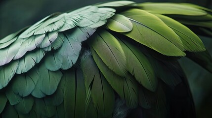 Obraz premium Lush Green Bird Feathers Close Up Detail