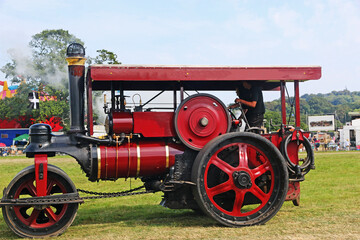 Vintage Steam Traction engine in a field