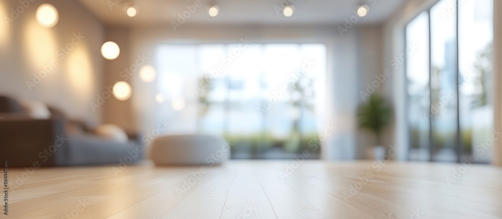 Poster modern interior design with artistic bokeh effects creating an inspiring ambiance in a softly blurre