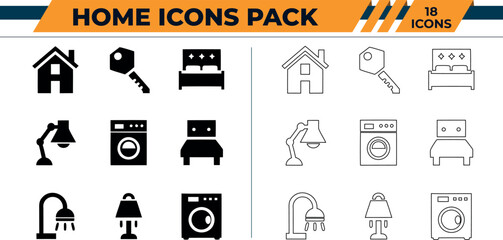 Home icons pack Template Vector silhouette and outline or line art isolated on a transparent background