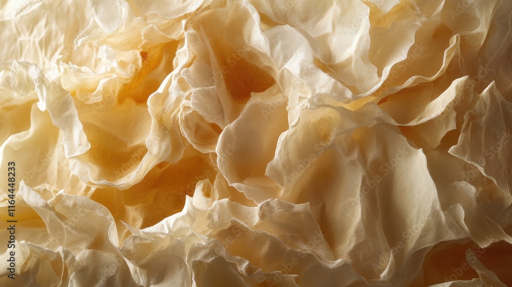 Poster textured close up of layered waxy surface resembling delicate crumpled paper showcasing intricate na