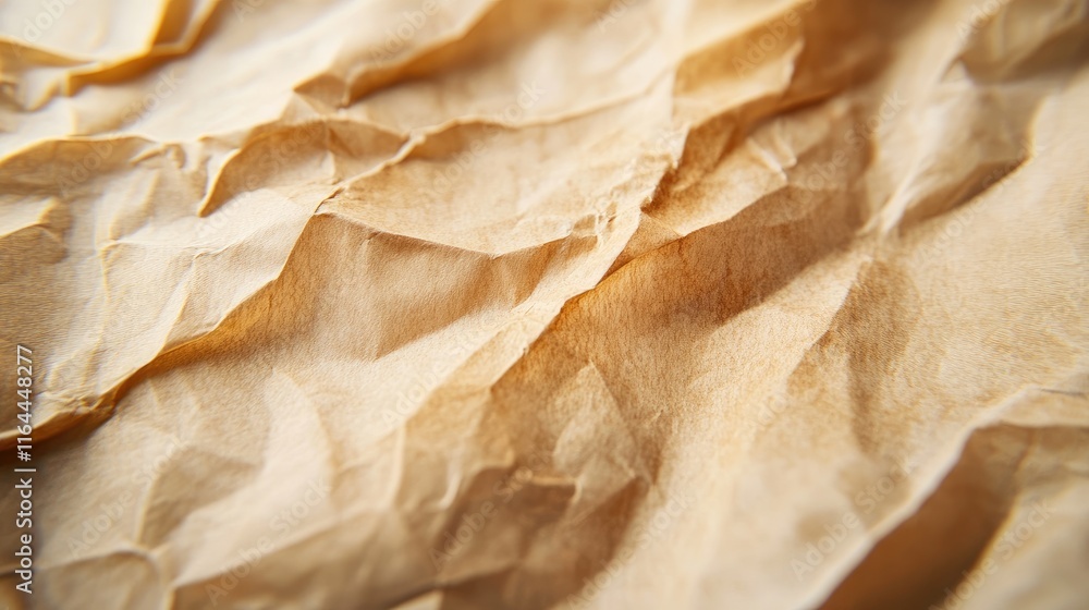 Poster textured waxy surface resembling crumpled paper highlighting intricate folds and natural patterns fo