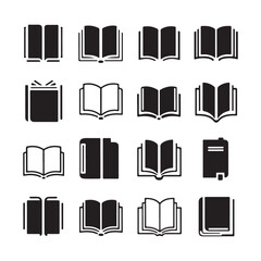 Book icons set, logo isolated on white background, vector illustration. Book icons stack of books line art vector illustration
