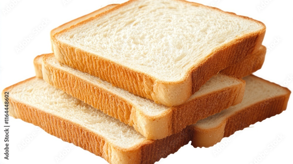 Poster freshly sliced white bread stacked neatly with a soft texture and golden crust suitable for various 