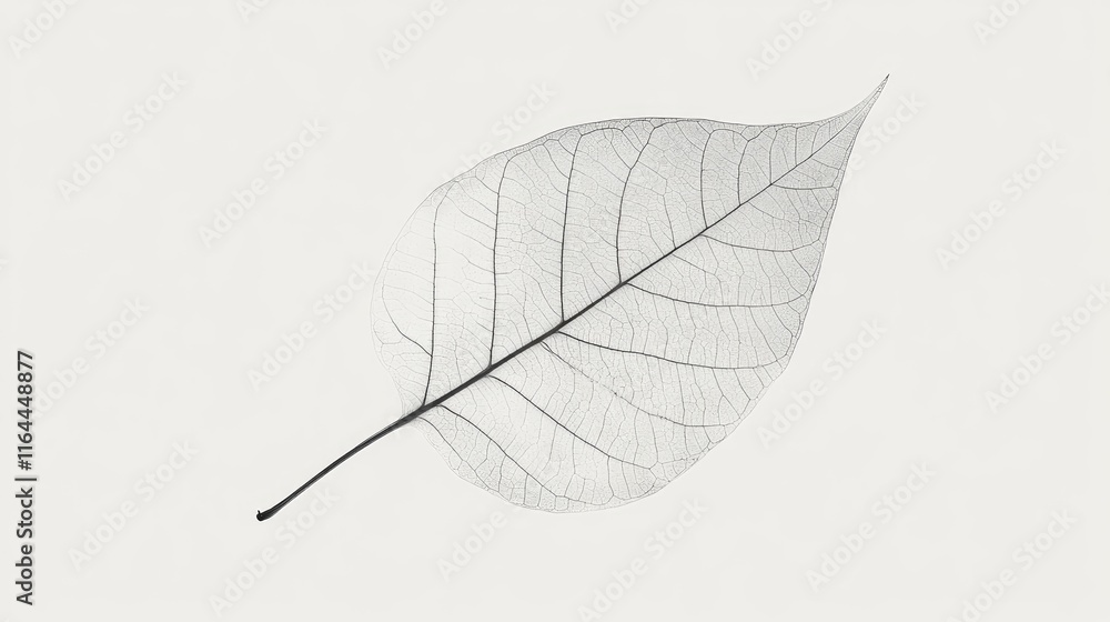 Poster bodhi tree leaf in isolated style showcasing delicate details and intricate vein patterns on a minim