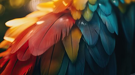Obraz premium Vibrant Parrot Feathers Displaying Rich Colors