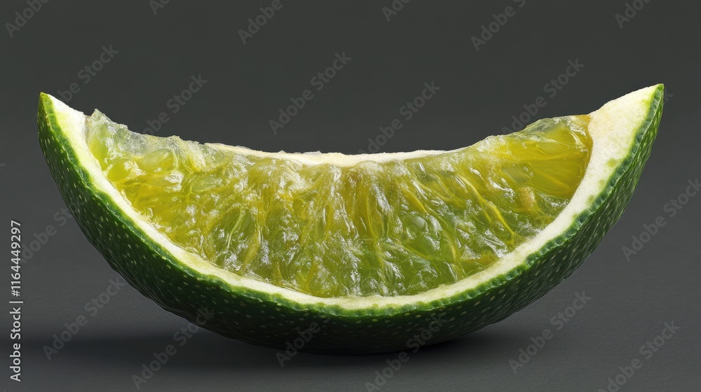 Poster fresh citrus lime fruit segment on dark background showcasing vibrant green color and texture, perfe