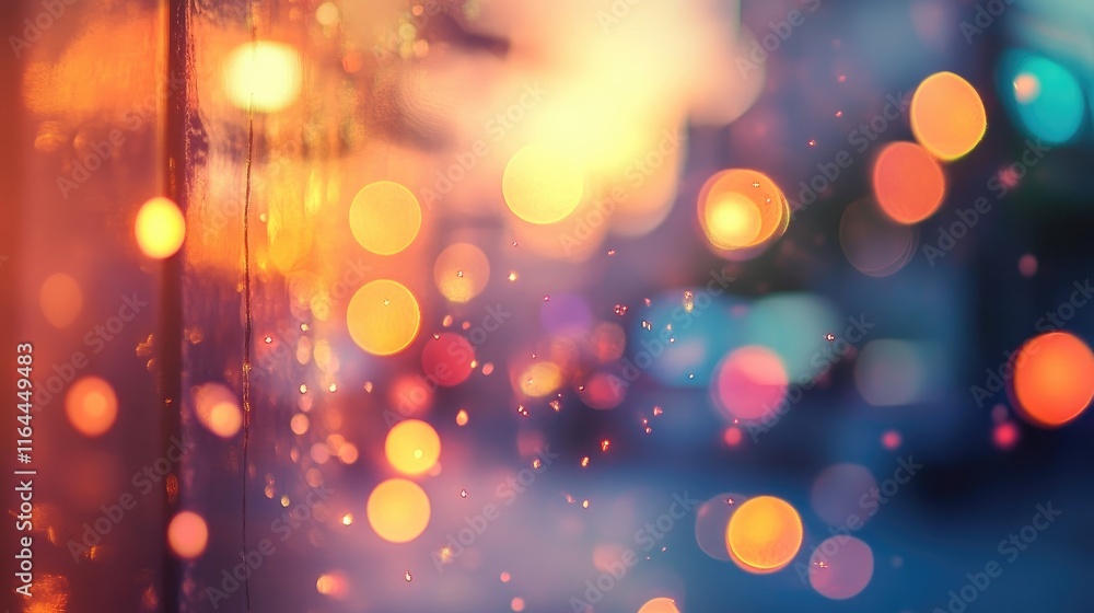 Poster bokeh effect with colorful light orbs creating a dreamy abstract background for creative projects