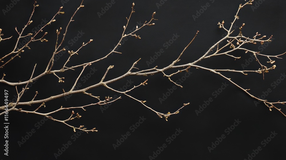 Poster tangled branches and twigs on dark background in subtle natural texture