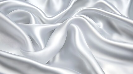 Obraz premium Draped Silver Silk Fabric Showing Soft Waves