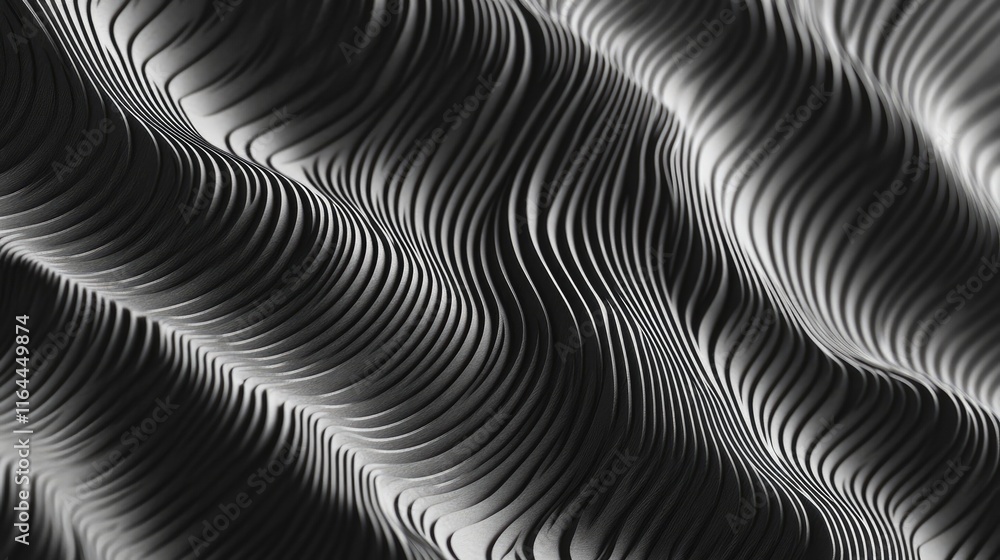 Poster abstract black and white wavy lines creating a mesmerizing hypnotic pattern for modern design and vi