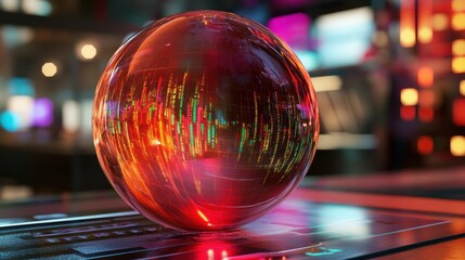 Digital sphere visualization futuristic studio graphic design tech environment close-up view