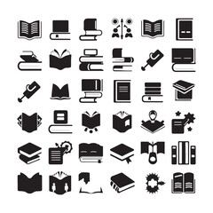 Book icons set, logo isolated on white background, vector illustration. Book icons stack of books line art vector illustration
