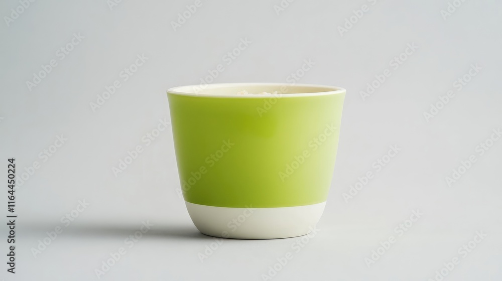 Poster boiled rice soup with minced pork and celery served in a white bowl against a soft gray background f