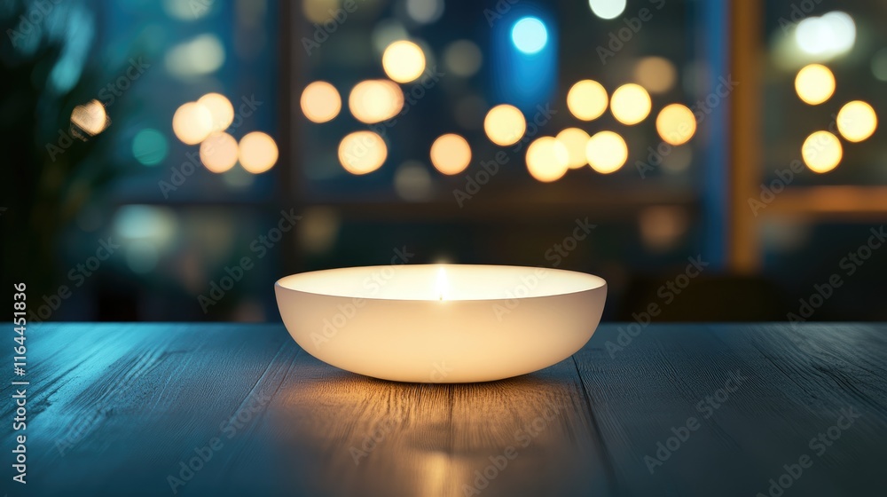 Aufkleber candlelight bokeh circles creating a warm ambiance in a dimly lit room with soft reflections and a s